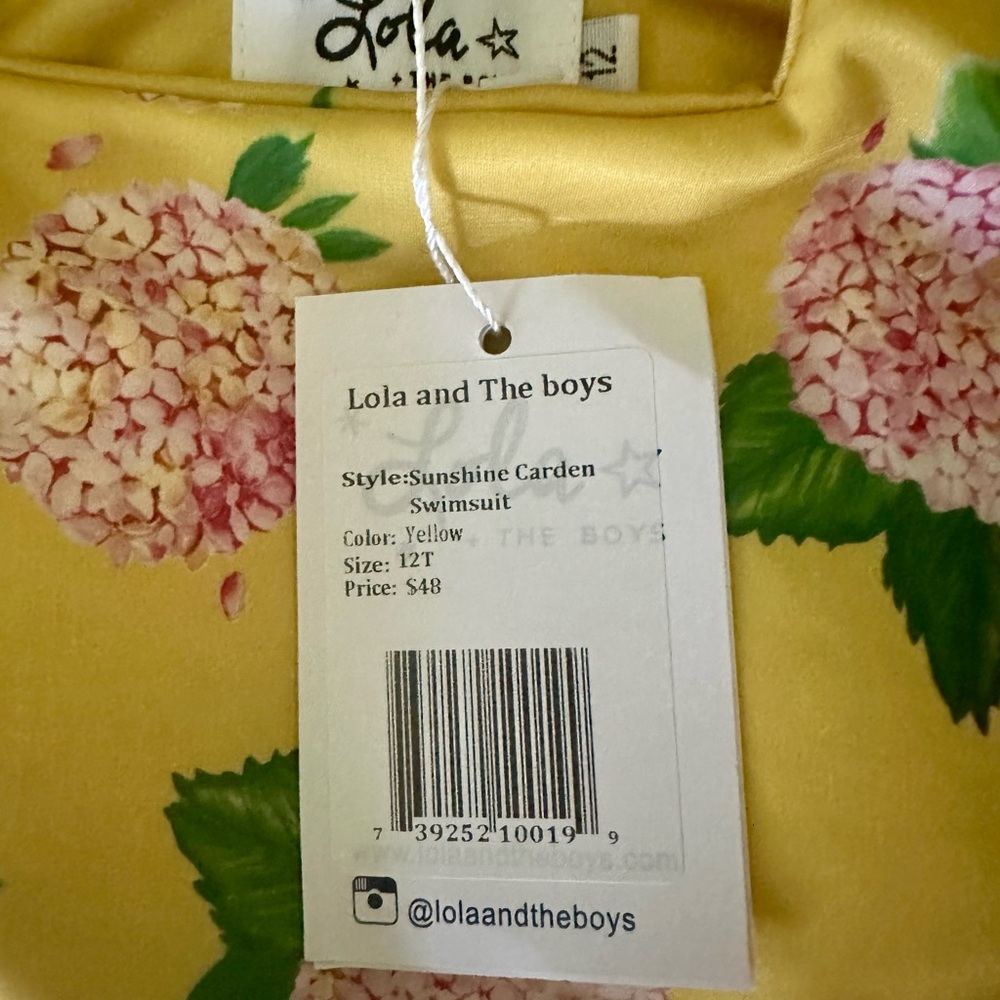 NWT Lola and the Boys yellow garden Floral Kids Bikini